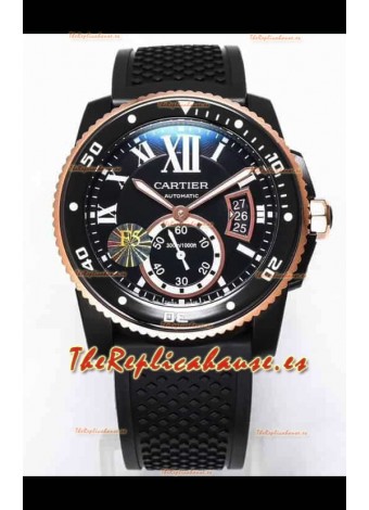 Calibre De Cartier Watch 42MM Dial Azul Caja Revestida PVD - Reloj Réplica Espejo 1:1