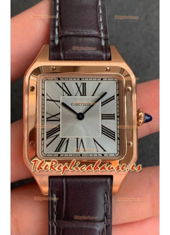 Cartier Santos Dumont Reloj Réplica Suiza Espejo 1:1 Caja Oro Rosado Dial Acero 42MM