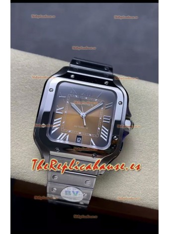 Cartier Santos De Cartier Acero 904L Dial Marrón Réplica Espejo 1:1 - 40MM Reloj Acero Inoxidable
