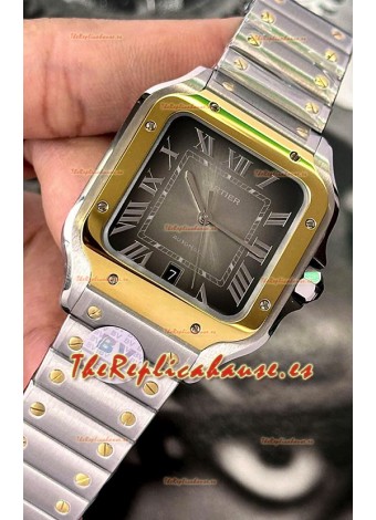Cartier Santos De Cartier Dial Acero 904L Marrón Dos Tonos Réplica Espejo 1:1 - 40MM Reloj Acero Inoxidable