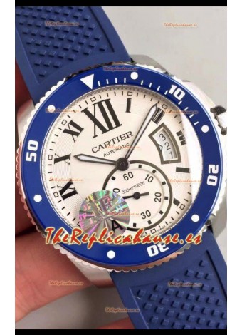 Caliber De Cartier Watch 42MM Dial Blanco Caja de Acero - Reloj Réplica a Espejo 1:1