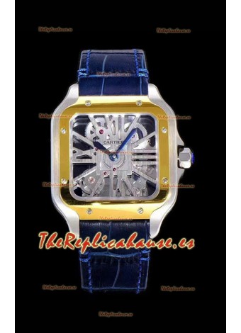 Cartier Santos DUMONT Skeleton Reloj con Bisel de Dos Tonos, Réplica Suizo