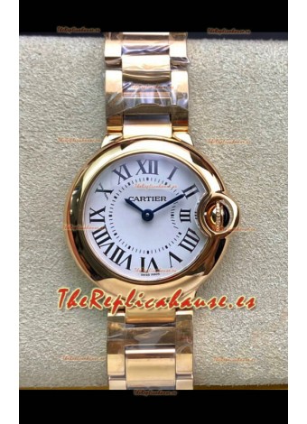 Ballon De Cartier Cuarzo Suizo Calidad Espejo 1:1 28MM Caja en Oro Rosado