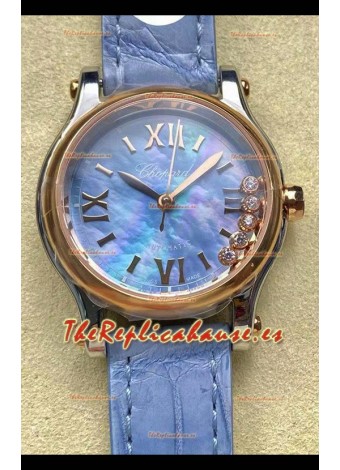 Chopard Happy Sport Reloj Espejo 1:1 Suizo Automático Reloj Réplica 36MM en Caja Oro Rosado