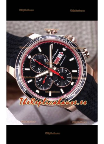 Chopard Classic Racing Chronograph 1:1 Mirror Replica Watch in Rose Gold Casing - Black Dial 