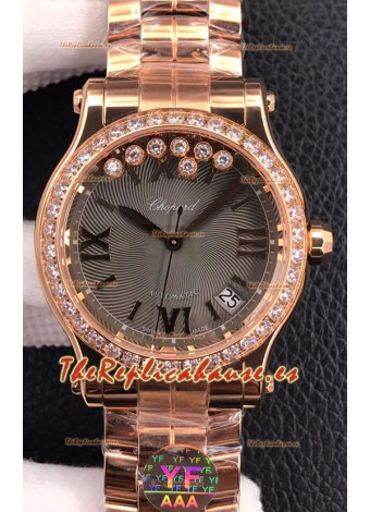 Chopard Happy Sport Reloj Réplica Suizo Automático a espejo 1:1 en Oro Rosado - 36MM Ancho