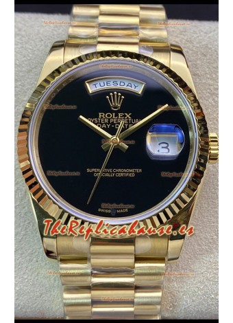 Rolex Day Date Presidential Reloj Oro Amarillo 18K 36MM - Dial Negro Calidad a Espejo 1:1