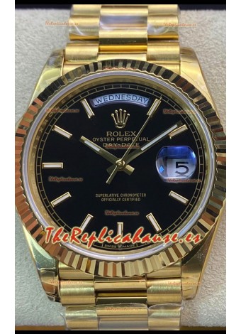 Rolex Day Date Presidential Reloj Oro Amarillo 18K 36MM - Dial Negro Calidad a Espejo 1:1
