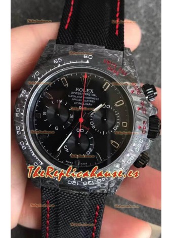 Rolex Daytona DiW Caja Carbono Forjado Réplica a Espejo 1:1 Correa de Nylon - Full Black Dial 