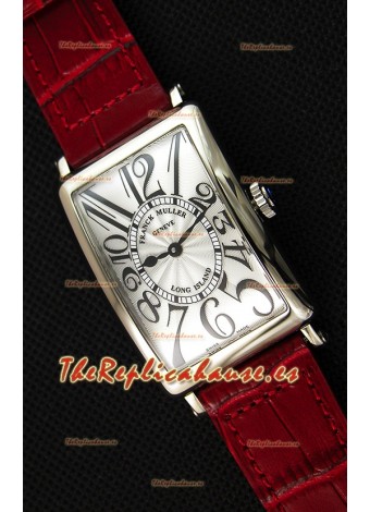 Franck Muller Long Island Ladies Reloj Réplica con Movimiento de Cuarzo Suizo correa color Rojo