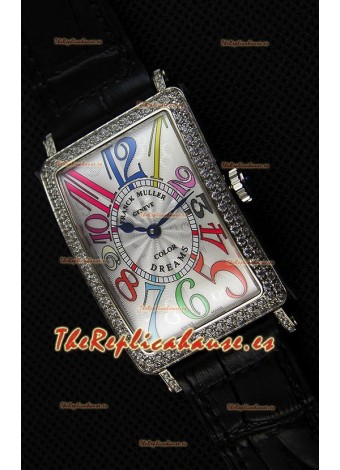 Franck Muller Long Island Color Dreams Ladies Reloj Réplica Suizo - Correa color Negro