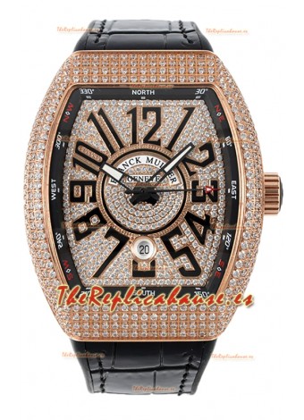 Franck Muller Vanguard V45 Edition chapado en Oro Rosado - Numerales Negros 