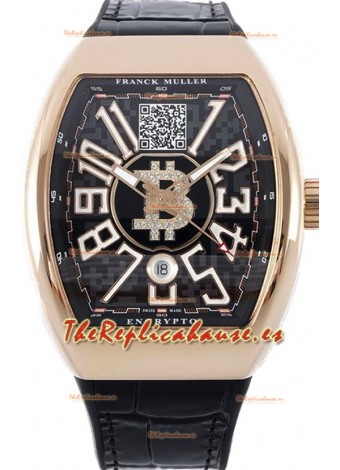 Franck Muller Vanguard Encrypto BTC V45 Caja Oro Rosado Reloj Réplica Suiza