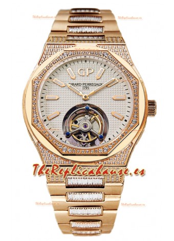 Girard Perregaux Laureato Tourbillon Reloj Réplica Suiza Espejo 1:1 Caja Oro Rosado