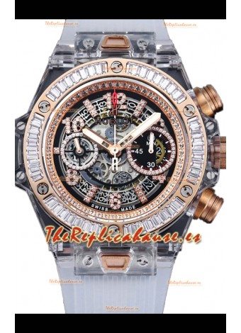 Hublot Big Bang Unico Caja Zafiro Reloj Edición Réplica Suiza 1:1 Correa Blanca