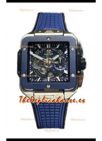 Hublot Square Bang Unico Titanium Reloj Cerámica Azul Cronógrafo Réplica Espejo 1:1