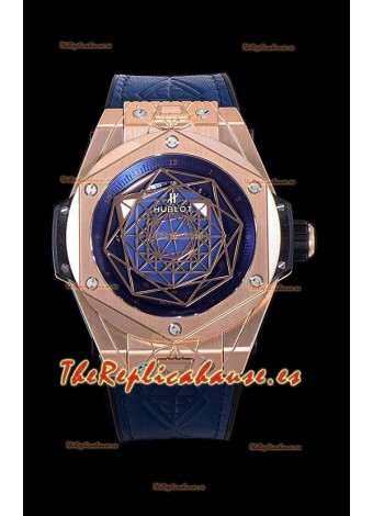 Hublot Big Bang One Click Sang Bleu Reloj Réplica a espejo 1:1 en Caja de Oro Rosado - 45MM - Dial Azul