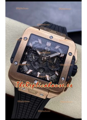 Hublot Square Bang Unico Oro Rosadto Titanio Reloj Cronógrafo Réplica a Espejo 1:1