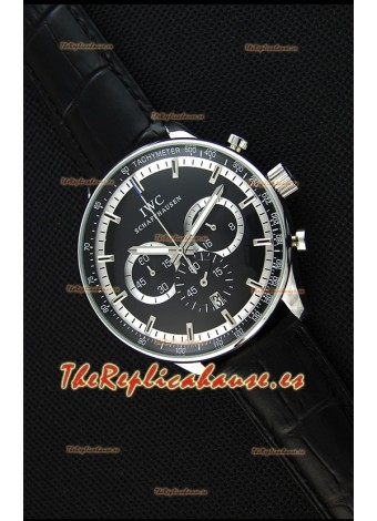 IWC Schaffhausen Reloj Réplica Japonés Movimiento de Cuarzo Dial en Negro
