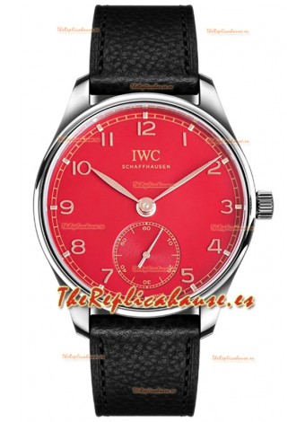 IWC Portugieser Automático 40 IW358310 Dial Rojo Acero Inoxidable Reloj Réplica Espejo 1:1  