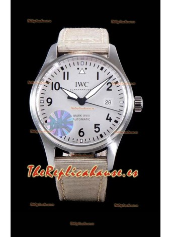 IWC Pilot's MARK XVIII Aviator 1:1 Reloj Suizo en Caja de Acero 904L - Correa de Nylon color Beige