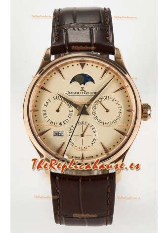 Jaeger LeCoultre Super Clone Master Ultra-Thin Calendario Perpetuo Reloj Dial Crema