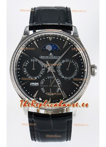 Jaeger LeCoultre Super Clone Master Ultra-Thin Calendario Perpetuo Dial Gris Reloj Diamantes