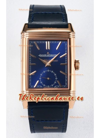 Jaeger-LeCoultre Reverso Super Clone DuoFace Azul/Blanco Réplica Oro Rosado