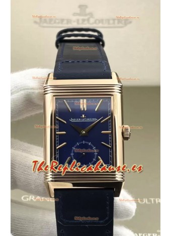 Jaeger-LeCoultre Reverso DuoFace Reloj Caja Oro Rosado Dial Azul en Movimiento Suizo Automático