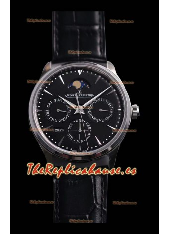Jaeger LeCoultre Master Ultra Fino Perpetual Reloj Réplica Suizo en Dial Negro 