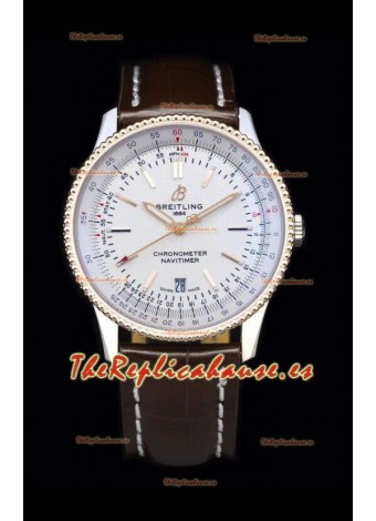 Breitling Navitimer 1 Automatic Reloj Réplica Suizo Dial en Blanco Bisel Oro Rosado