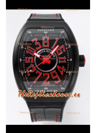 Franck Muller Vanguard Crazy Color Hours Caja en Revestimiento DLC Dial Negro Reloj Réplica Suizo