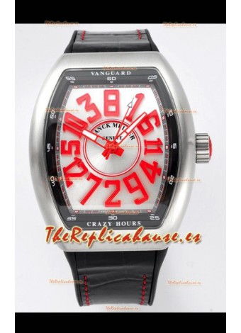 Franck Muller Vanguard Crazy Hours Caja Acero Inoxidable - Dial Blanco Reloj Réplica Suizo