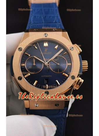 Hublot Classic Fusion Chronograph Caja Oro Rosado Dial Azul Reloj Réplica a Espejo