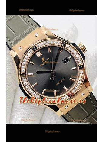 Hublot Classic Fusion Oro Rosado Dial Gris Reloj Réplica Suizo Calidad Espejo 1:1