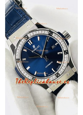 Hublot Classic Fusion Acero Inoxidable Dial Azul Reloj Réplica Suizo Calidad Espejo 1:1