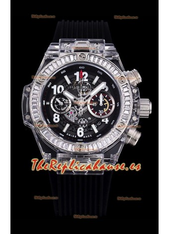 Hublot Big Bang Unico Caja Plexiglass 1:1 Calidad a Espejo 1:1 Reloj Réplica Suizo Correa Negra