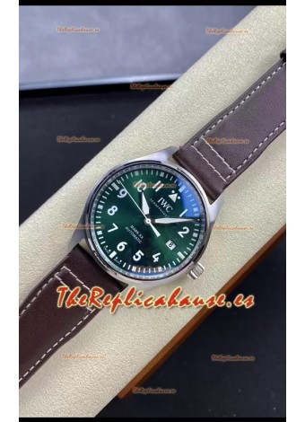 IWC Pilot MARK Series IW328205 Reloj Réplica Suizo a Espejo 1:1 Dial Verde Correa Marrón
