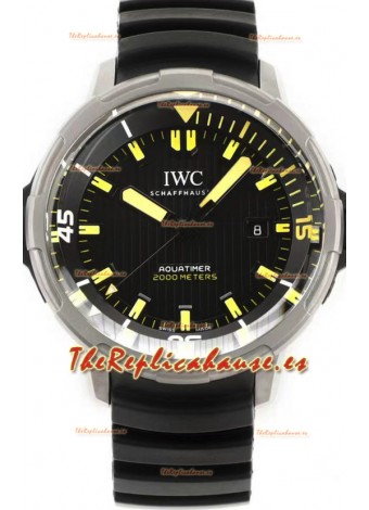 IWC Aquatimer IW358001 Titanium Reloj Réplica Suizo a Espejo 1: 1 Dial Negro Correa de Goma