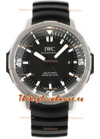 IWC Aquatimer IW358001 Titanium Reloj Réplica Suizo a Espejo 1: 1 Dial Negro Correa de Goma
