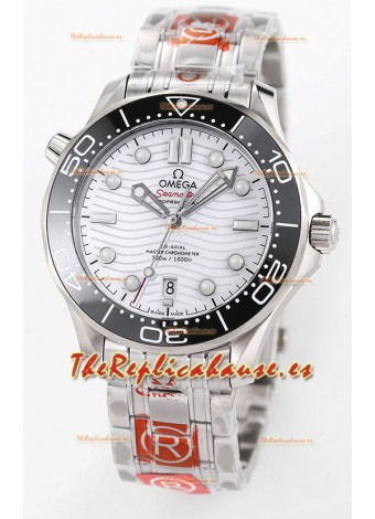 Omega Seamaster 300M Master Chronometer Reloj Suizo Blanco Acero 904L Reloj Réplica a Espejo 1:1
