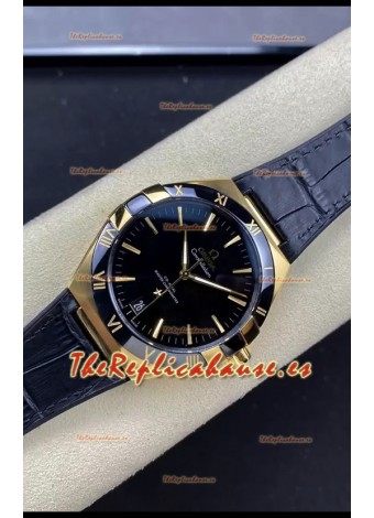 Omega Co-Axial Constellation 41MM Acero 904L Oro Rosado Dial Negro Reloj Réplica a Espejo 1:1