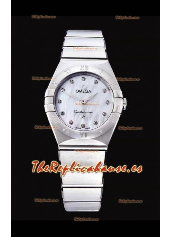 Omega Constellation Ladies Cuarzo Suizo Réplica a Espejo 1:1 - Caja de Acero Dial en Perla