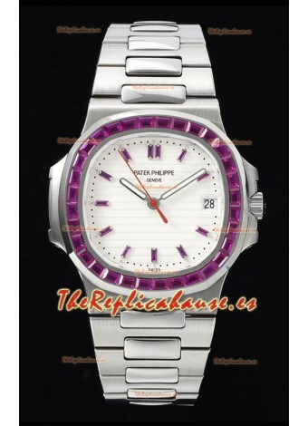Patek Philippe Nautilus 5711 Dial Blanco Réplica a Espejo 1:1 Acero 904L con Bisel de Rubíes