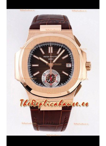 Patek Philippe Nautilus 5980/1R-001 Oro Rosado Caja Acero 904L en Dial Marrón - Réplica Espejo 1:1