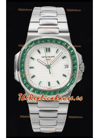 Patek Philippe Nautilus 5711 Dial Blanco Réplica a Espejo 1:1 Acero 904L con Bisel de Rubíes