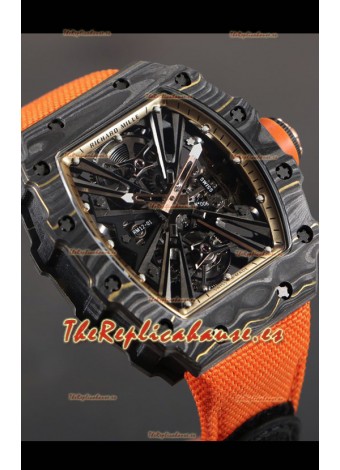 Richard Mille RM12-01 Caja Fibra de Carbono Genuino Movimiento Tourbillon Reloj Réplica a Espejo 1:1
