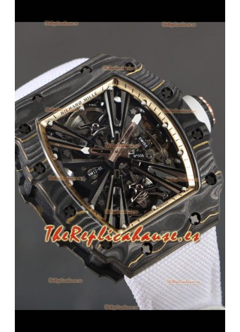 Richard Mille RM12-01 Caja Fibra de Carbono Genuino Movimiento Tourbillon Reloj Réplica a Espejo 1:1