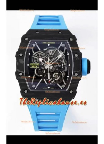 Richard Mille RM35-01 Rafael Nadal Caja Fibra de Carbono con Genuino Tourbillon Reloj Super Clon