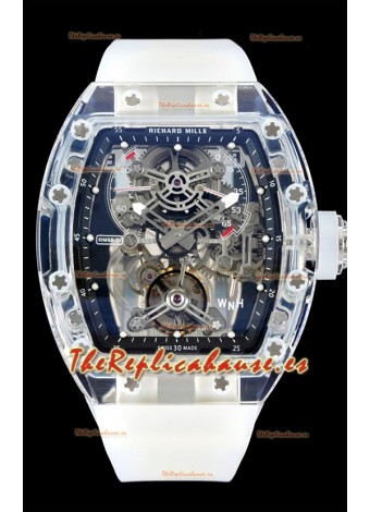 Richard Mille 56-01 Transparent Caja en Zafiros con Genuino Movimiento Suizo Tourbillon Super Clone